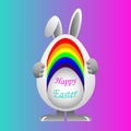 Easter bunny with egg pride flag freedom